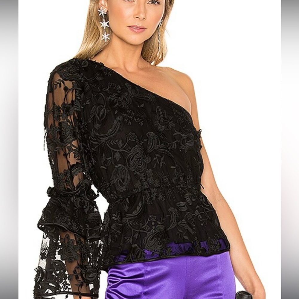 Cynthia Rowley ruffle lace sleeve top